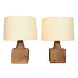 Pair of Square Matte Glazed Lamps