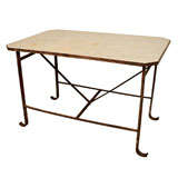 Vintage Marble and Iron Baker's Table
