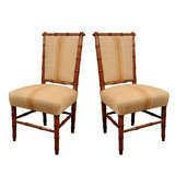 Antique Pair of Faux Bamboo Chairs