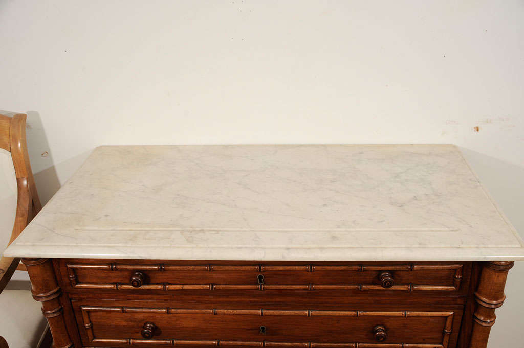 Early 20th Century Belgian Faux Bamboo Cabinet with Marble Top