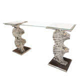 Pair of Stacked Lucite Bases dining table