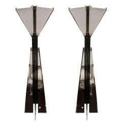 Pair of Smoke and Clear Lucite Floor Lamps