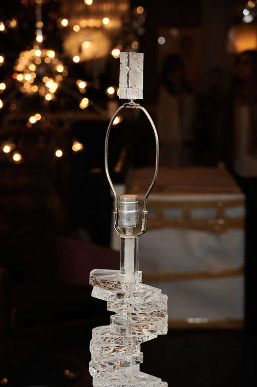 American Stacked Lucite side table and floor lamp