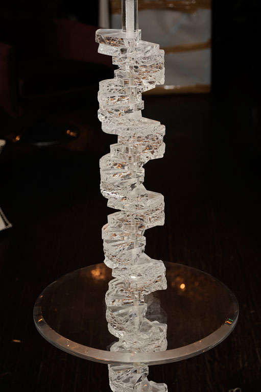 Late 20th Century Stacked Lucite side table and floor lamp