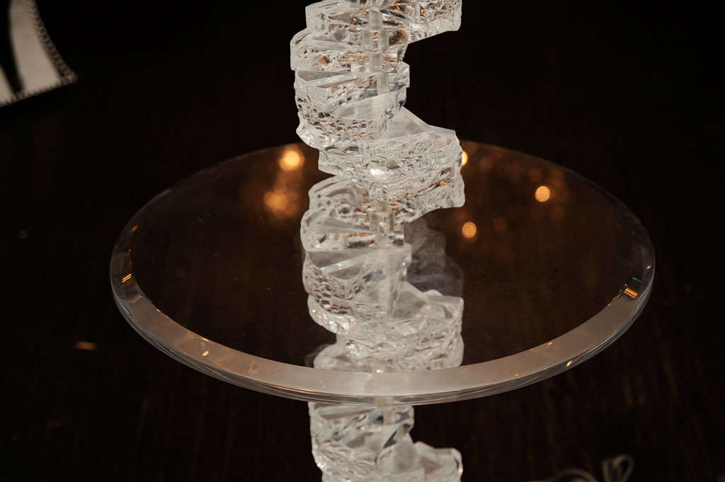 Stacked Lucite side table and floor lamp 1