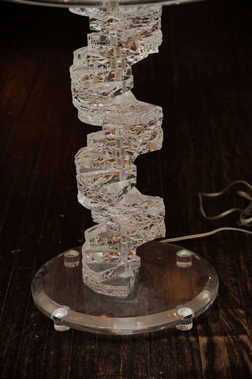 Stacked Lucite side table and floor lamp 2