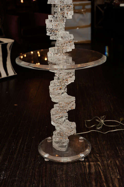 Stacked Lucite side table and floor lamp 3