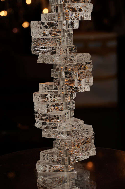 Stacked Lucite side table and floor lamp 4