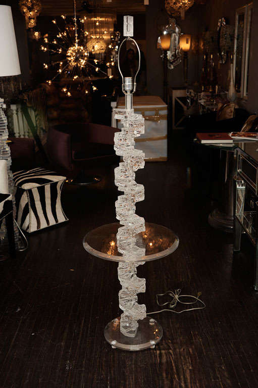 Stacked Lucite side table and floor lamp 5