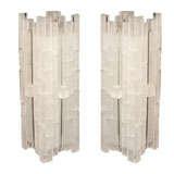 Pair of Frosted White Skyscrapers Lucite Lamps