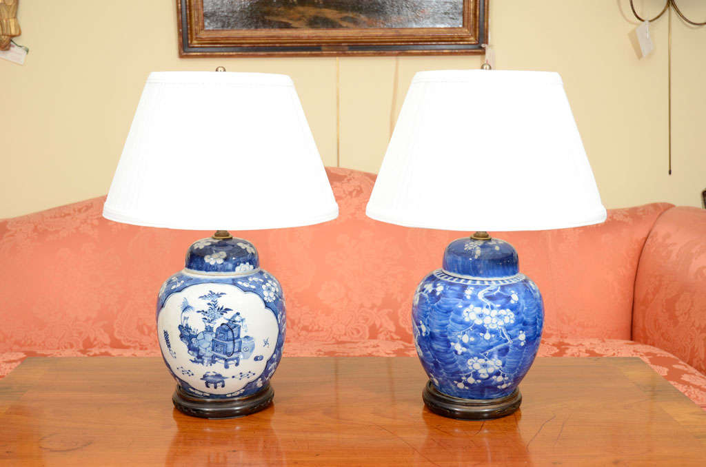 One Chinese blue and white ginger jars Ca 1880, electrified, PRICE 795.00
ONE SOLD WITH THE MEDALLION