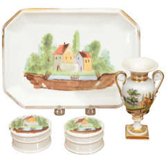 Antique Paris porcelain table articles