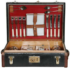 Antique Picnic Set Presented Bespoke Travelling Case