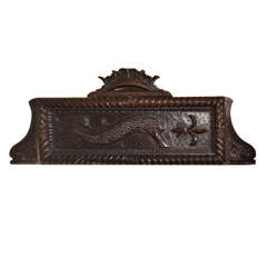 Antique Carved Oak Pediment