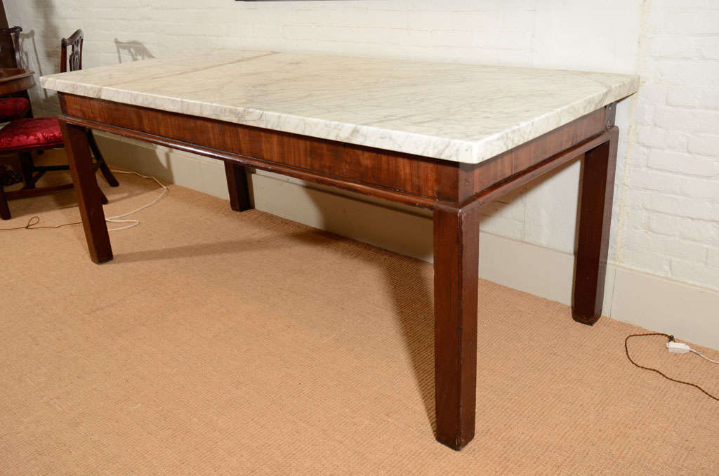 Large George III Mahogany Console/Library Table with Marble Top