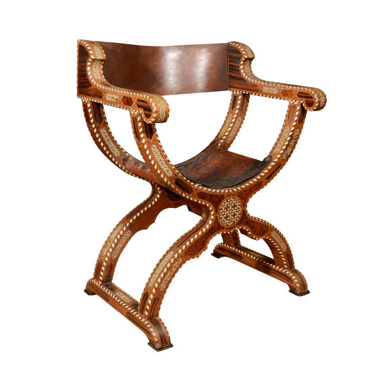 Syrian Inlaid XFrame Chair at 1stdibs