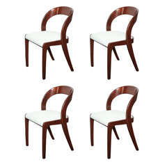 Set of 4 Mid-20th C. Mahogany Gondola Shaped Chairs