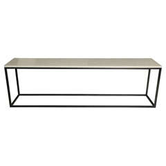 Seagrass Stone Top Console on Blackened Metal Base