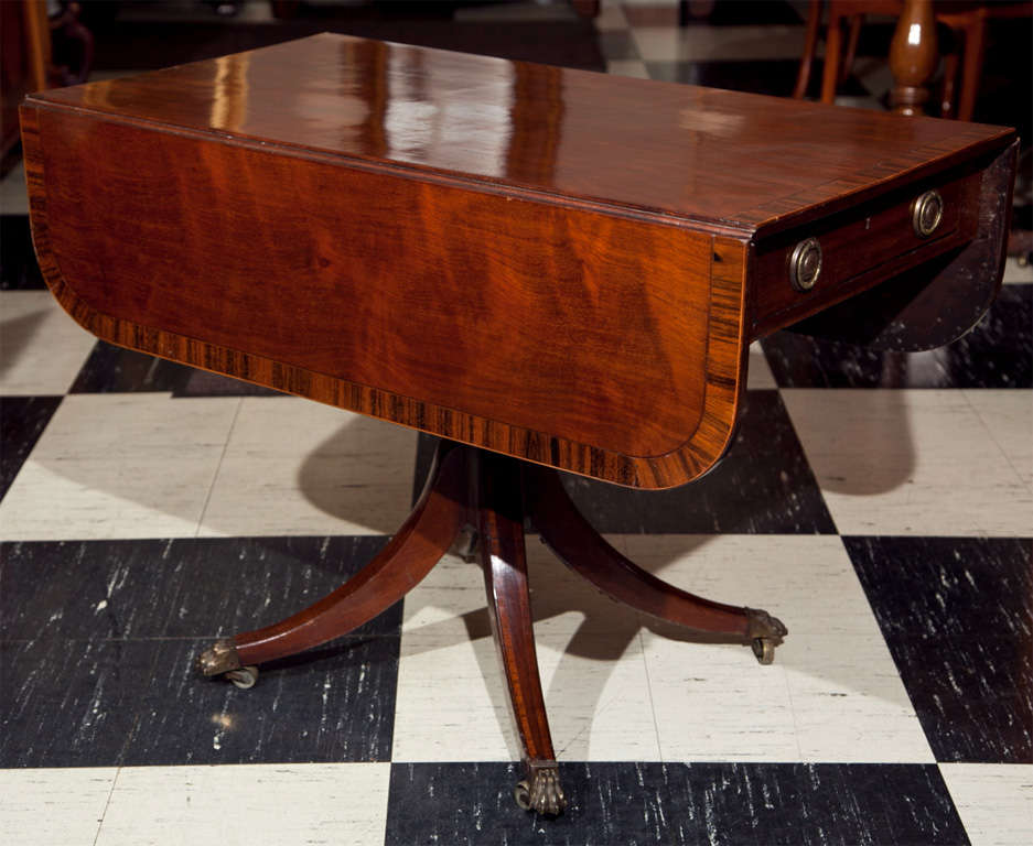 English Mahogany Pedestal Pembroke Table