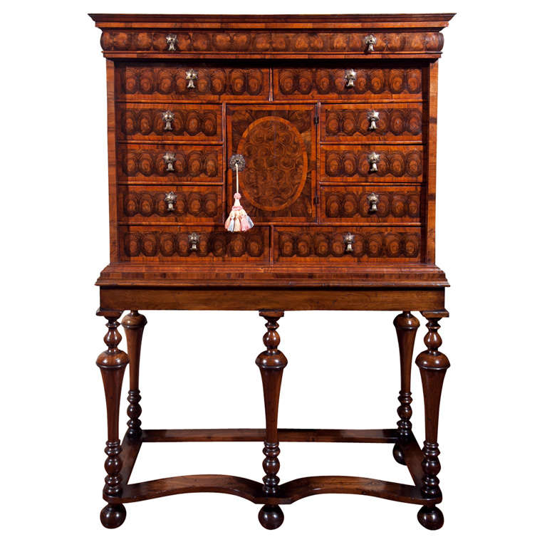 William and Mary English Gentleman's Cabinet on Stand