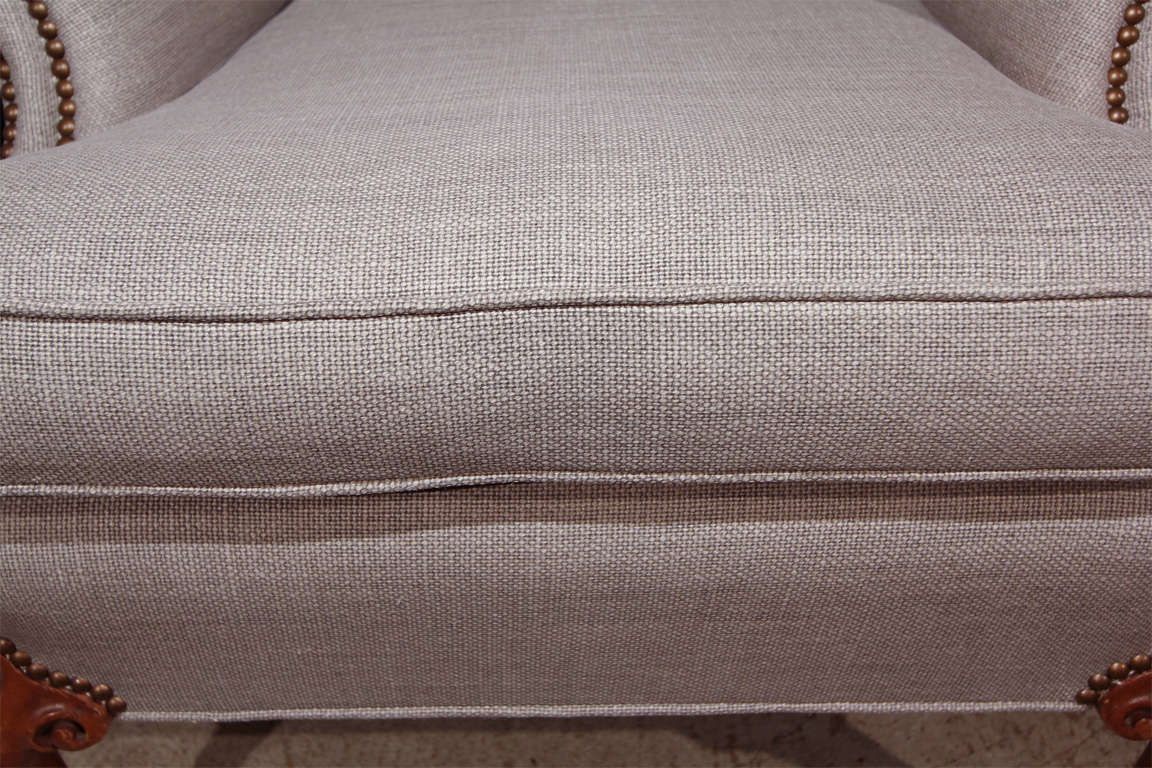 Linen pair wingback chairs