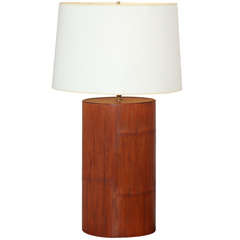 handmade lamp with antique bamboo and leather