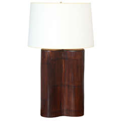 table lamp in rustic antique bamboo with leather accent