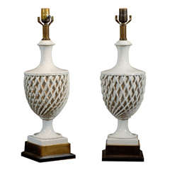Pair of White Porcelain Frederick Cooper Lamps