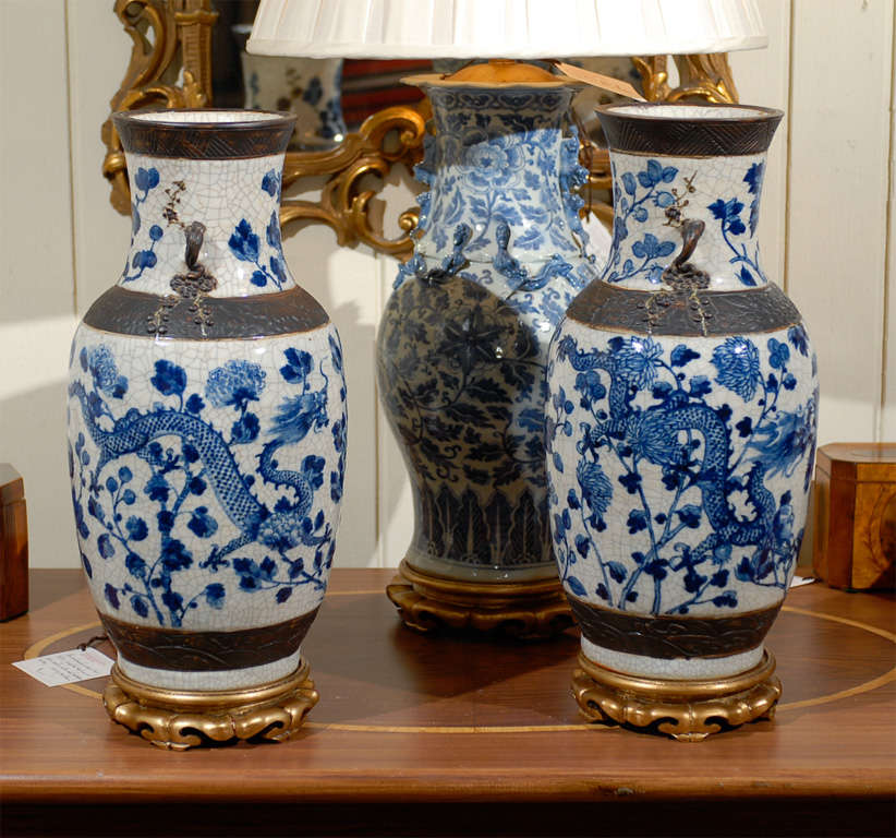 Porcelain Crackleware Vases For Sale