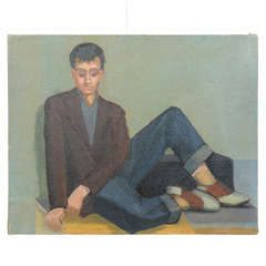 Vintage Painting of a Young Man in Saddle Shoes