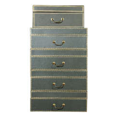 Vintage Gilt-Tooled Faux-Leather Document Boxes