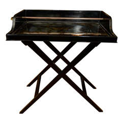 Jansen Lacquer and Eglomise Smoked Mirror Bar/Tray Table