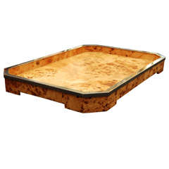 Burl wood Tray with Nickeled Detail