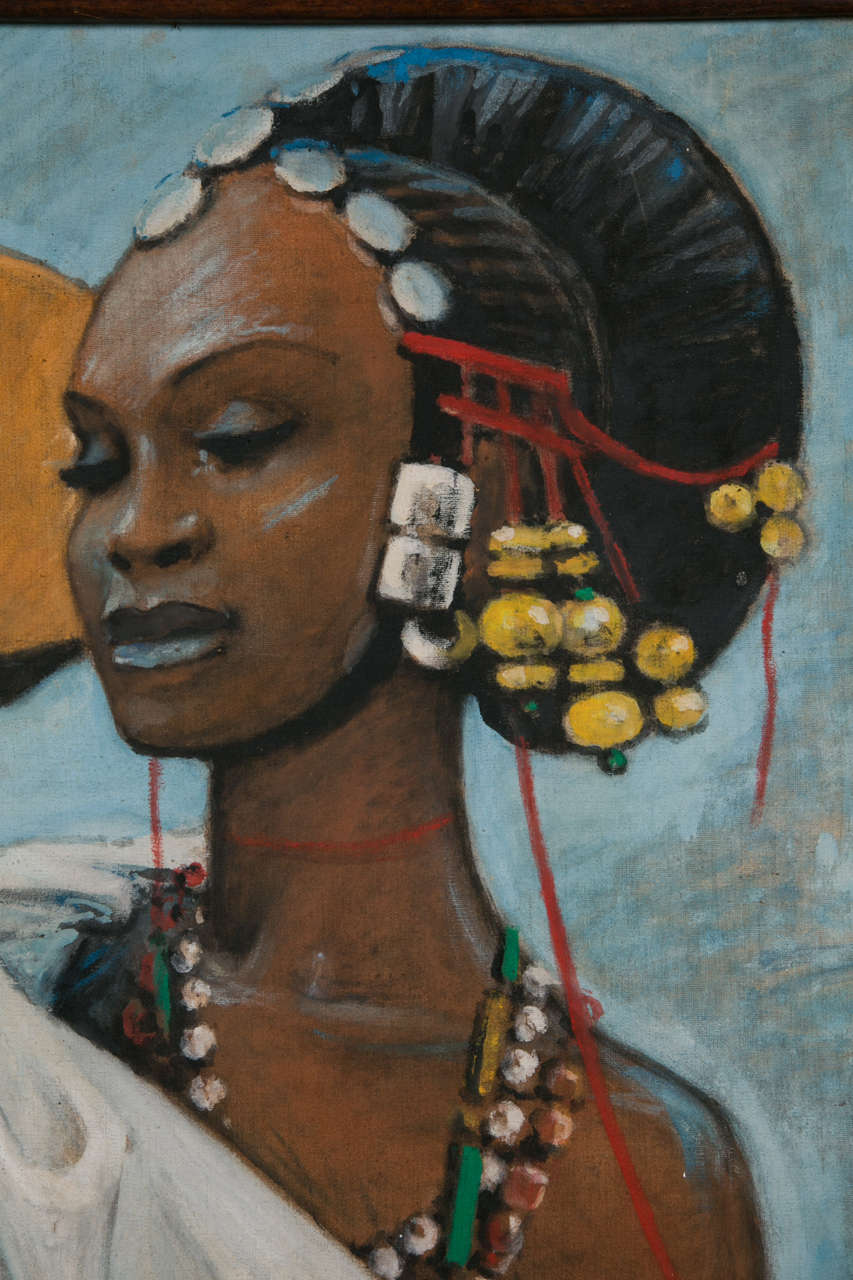 Mid-20th Century 'Fulani Woman' Oil on Canvas by Pierre Foache, Art Deco, France, circa 1930