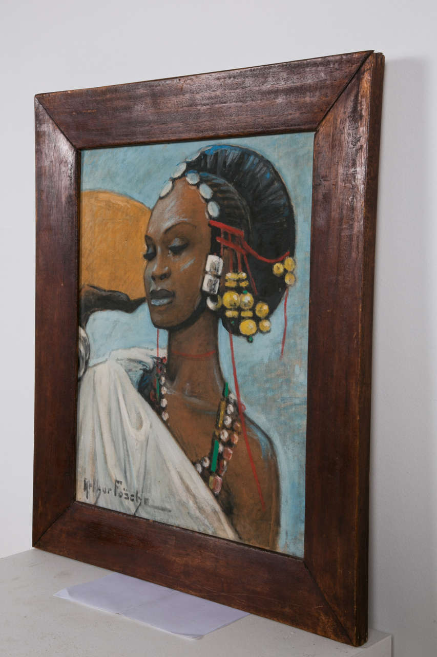 'Fulani Woman' Oil on Canvas by Pierre Foache, Art Deco, France, circa 1930 3
