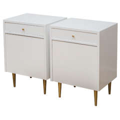 Pair of White Lacquered Nightstands