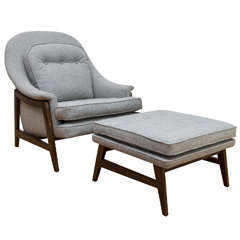 Edward Wormley Janus Chair and Ottoman for Dunbar