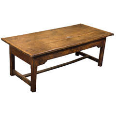 English Fruitwood Farm Table circa 1800 Cut Down to Coffee Table