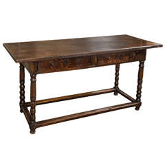 Spanish Walnut Two-Drawer Console Table