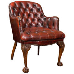 Edwardian Tufted Leather Arm Chair, English circa 1900