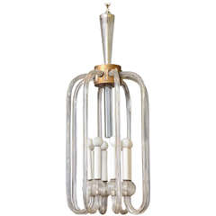 Eight-Light Glass Ceiling Fixture