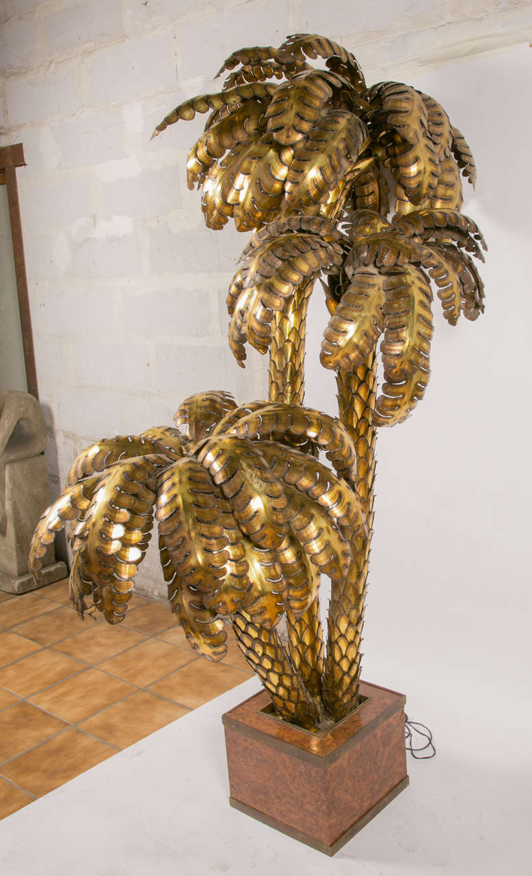 Brass Palm Tree Floor Lamp attributed to Maison Jansen