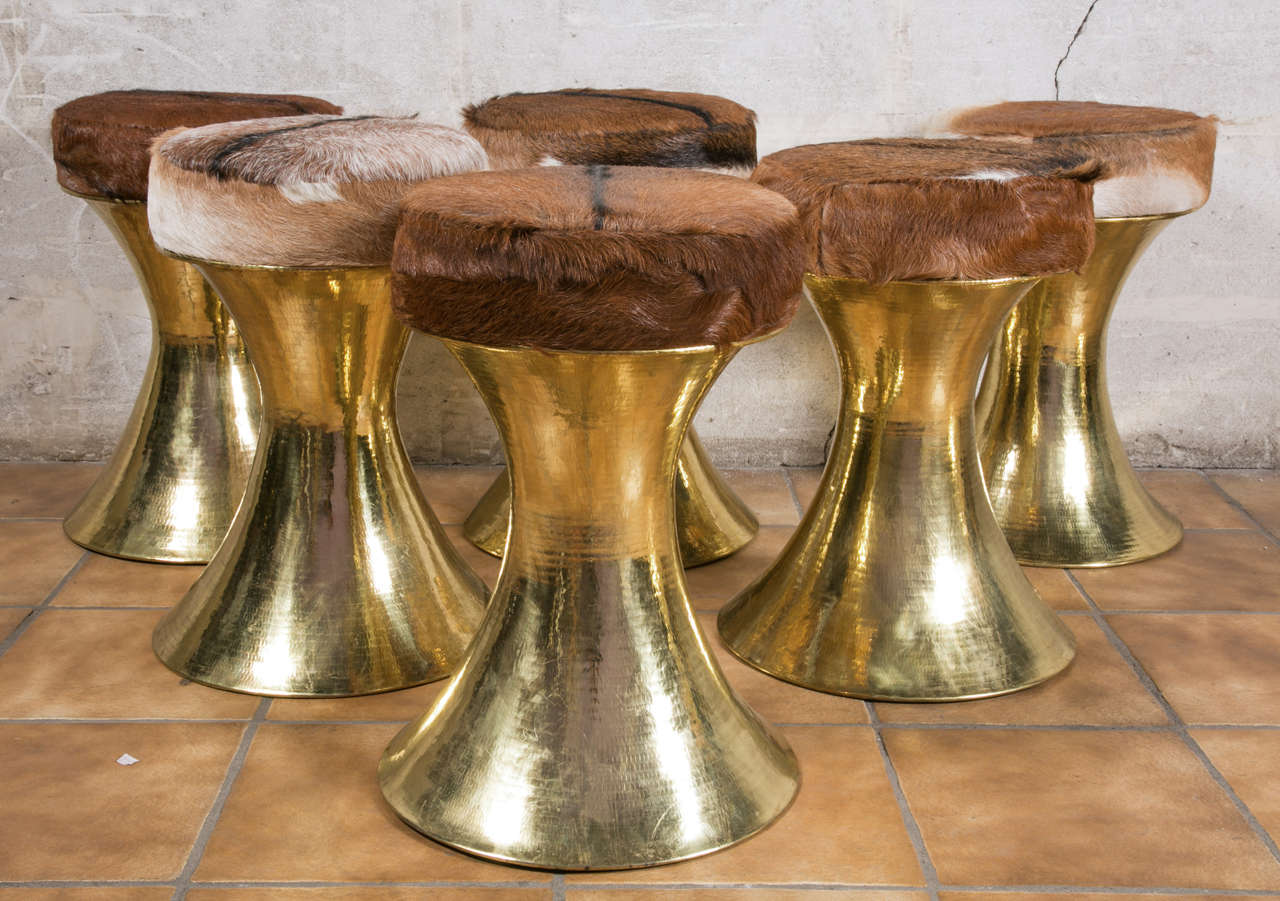 Pair of brass stools in the style of Henri Fernandez 3