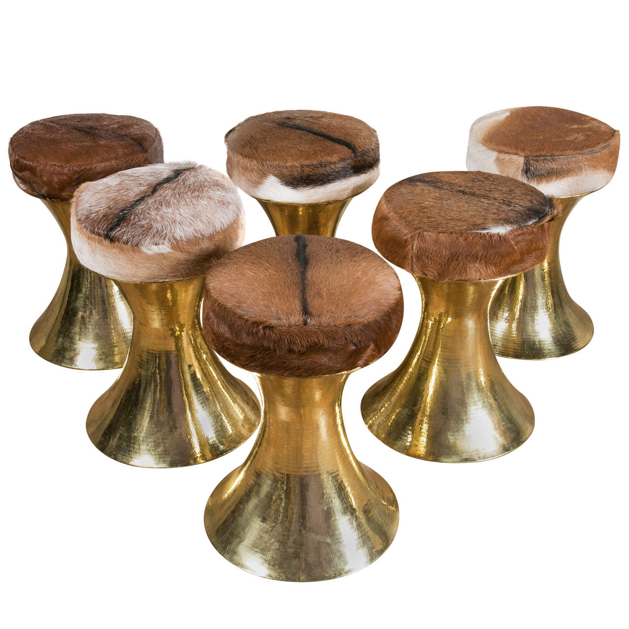 Pair of brass stools in the style of Henri Fernandez