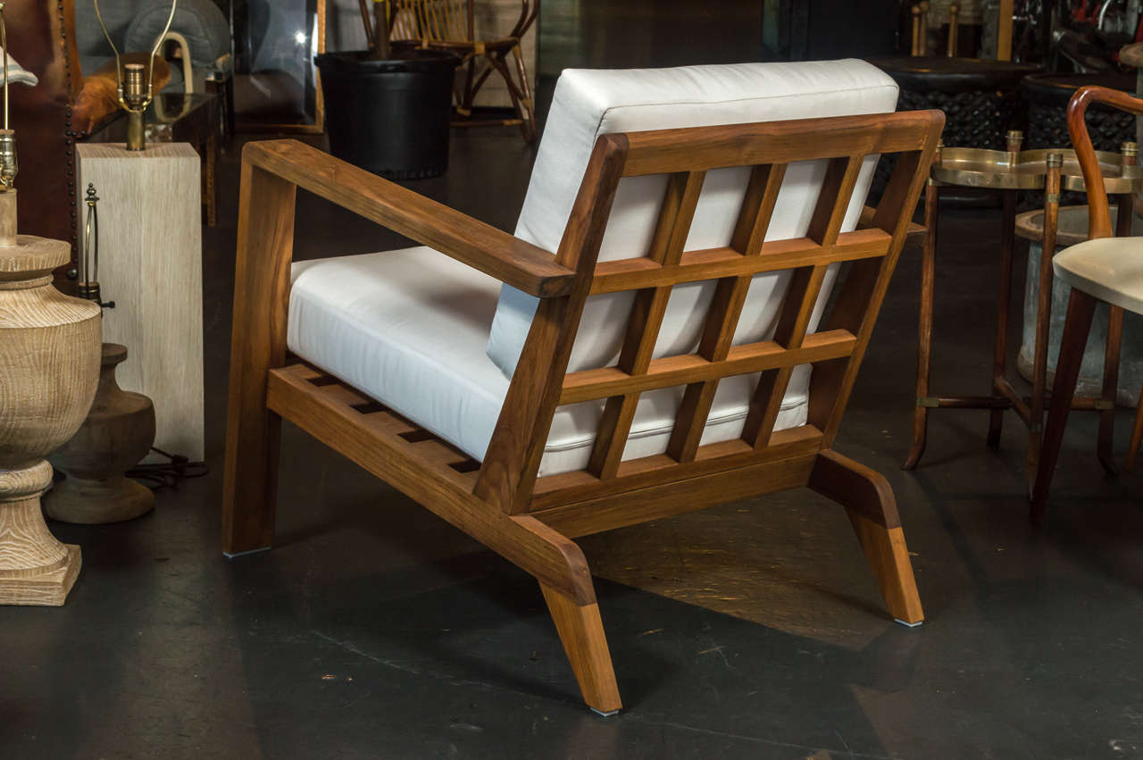 Oak French Teakwood Lounge Chairs For Sale