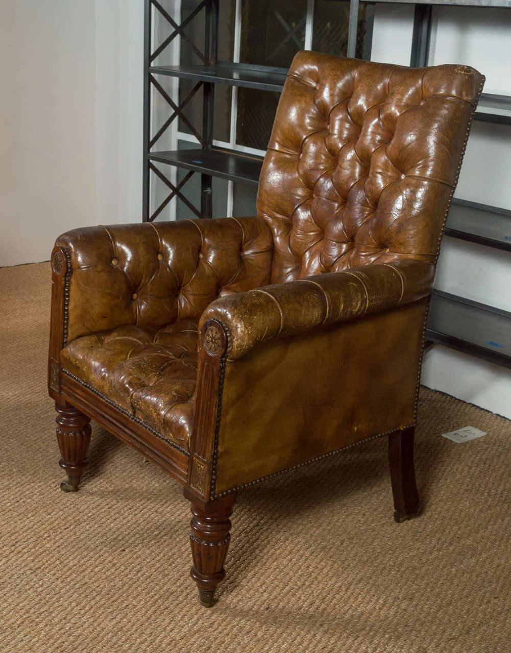 Mid-20th Century Mid Century Tufted Leather Club Chair For Sale