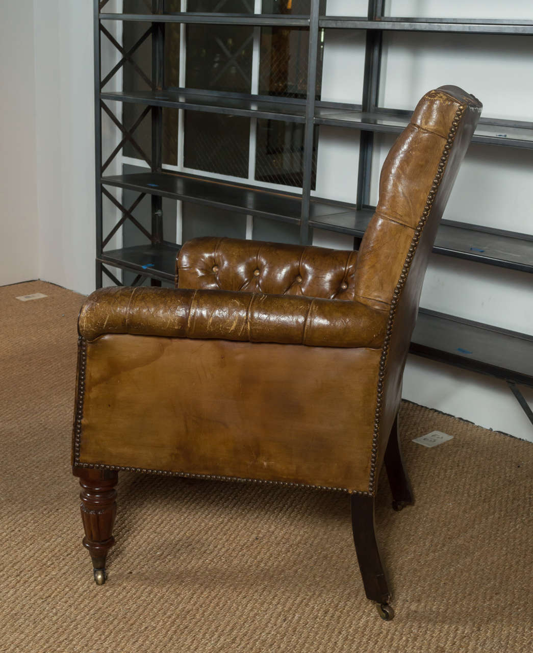 Mid Century Tufted Leather Club Chair For Sale 1