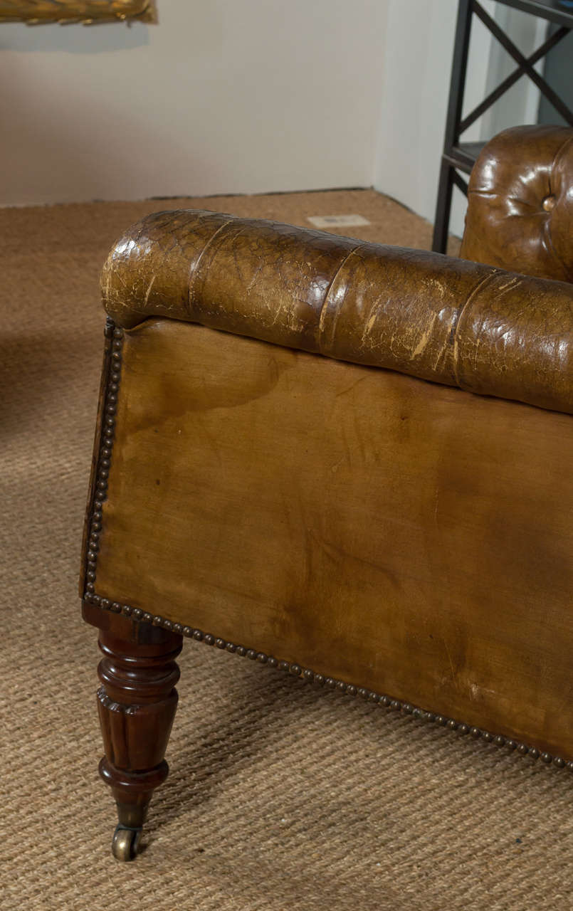 Mid Century Tufted Leather Club Chair For Sale 3