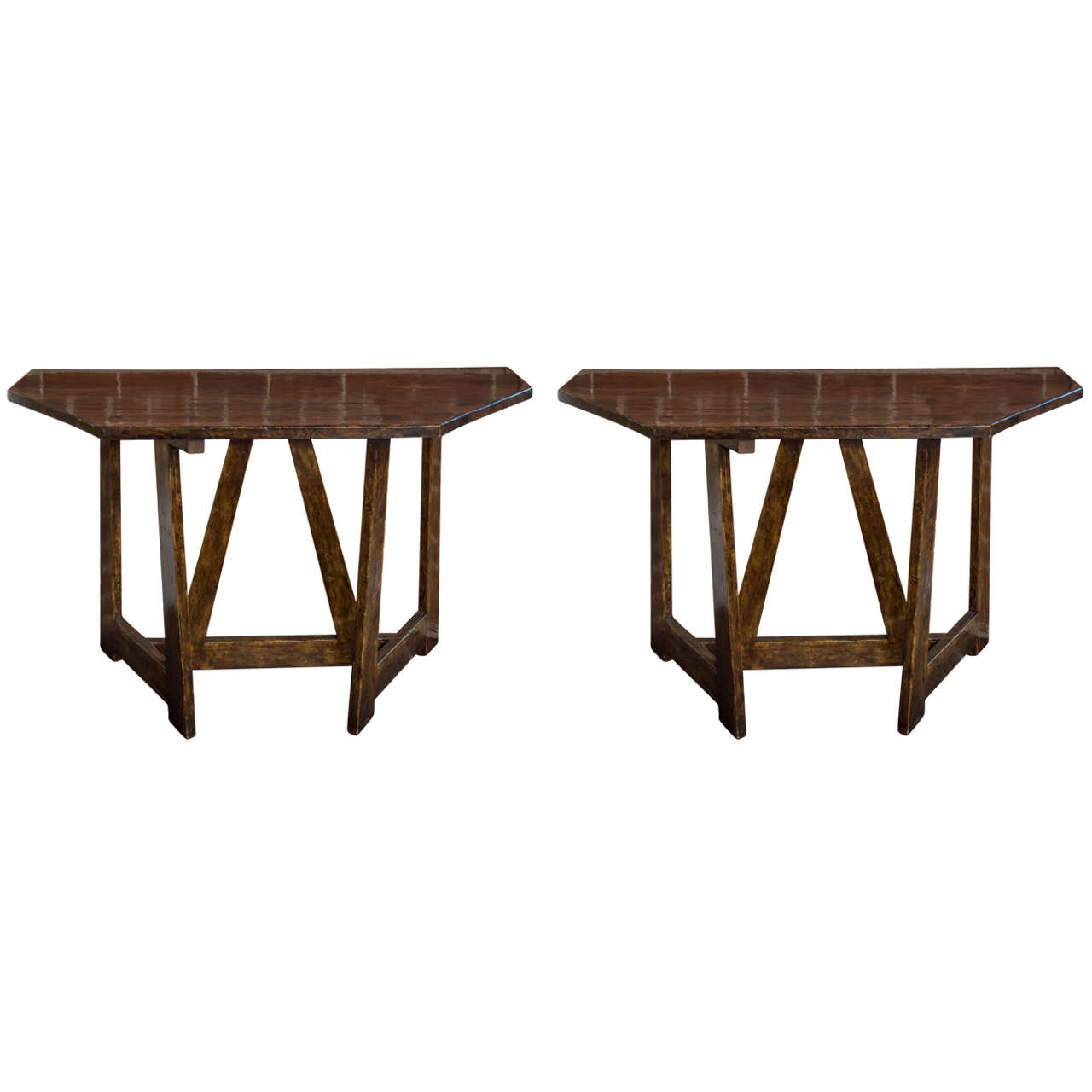 Pair of Demilune Tables For Sale