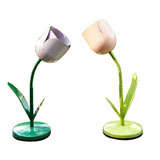 two metal "tulip" table lamps